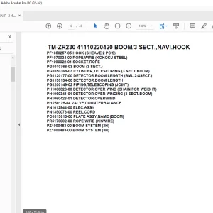 Tadano Crane TM-ZR230 41110220420 BOOM3 SECT.,NAVI.HOOK Parts Manual - PDF DOWNLOAD