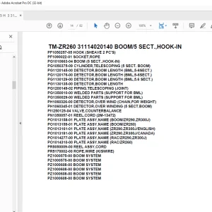 Tadano Crane TM-ZR260 31114020140 BOOM/5 SECT.,HOOK-IN Parts Manual - PDF DOWNLOAD