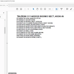 Tadano Crane TM-ZR260 31114020320 BOOM/3 SECT.,HOOK-IN Parts Manual -PDF DOWNLOAD