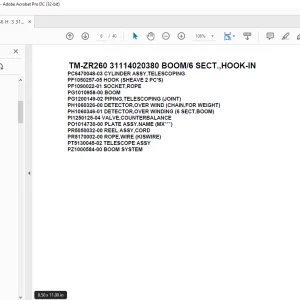 Tadano Crane TM-ZR260 31114020380 BOOM/6 SECT.,HOOK-IN Parts Manual -  PDF DOWNLOAD