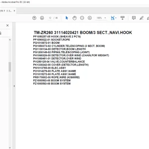 Tadano Crane TM-ZR260 31114020421 BOOM/3 SECT.,NAVI.HOOK Parts Manual - PDF DOWNLOAD