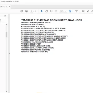 Tadano Crane TM-ZR260 31114020440 BOOM/5 SECT.,NAVI.HOOK Parts Manual - PDF