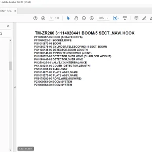 Tadano Crane TM-ZR260 31114020441 BOOM/5 SECT.,NAVI.HOOK Parts Manual - PDF DOWNLOAD