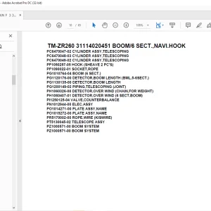 Tadano Crane TM-ZR260 31114020451 BOOM/6 SECT.NAVI.HOOK Parts Manual - PDF DOWNLOAD