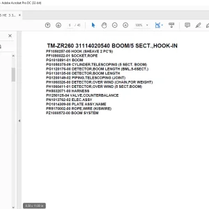 Tadano Crane TM-ZR260 31114020540 BOOM/5 SECT.,HOOK-IN Parts Manual - PDF