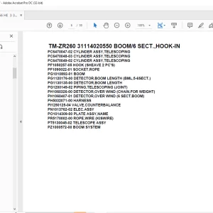 Tadano Crane TM-ZR260 31114020550 BOOM/6 SECT.,HOOK-IN Parts Manual - PDF DOWNLOAD