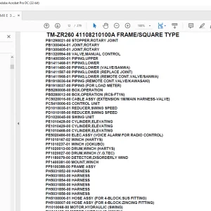 Tadano Crane TM-ZR260 41108210100A FRAME/SQUARE TYPE Parts Manual - PDF DOWNLOAD