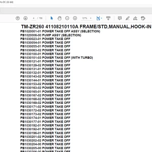 Tadano Crane TM-ZR260 41108210110A FRAME/STD,MANUAL,HOOK-IN Parts Manual - PDF DOWNLOAD
