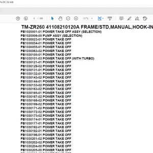 Tadano Crane TM-ZR260 41108210120A FRAME/STD,MANUAL,HOOK-IN Parts Manual - PDF DOWNLOAD
