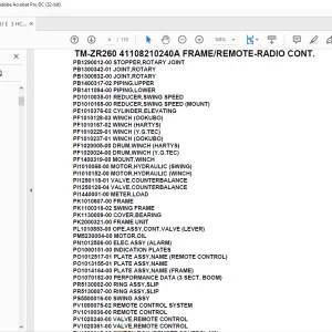 Tadano Crane TM-ZR260 41108210240A FRAME/REMOTE-RADIO CONT. Parts Manual - PDF