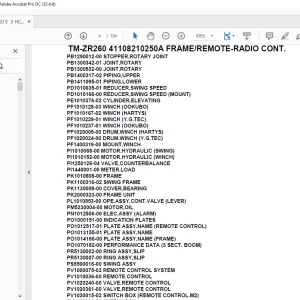 Tadano Crane TM-ZR260 41108210250A FRAME/REMOTE-RADIO CONT. Parts Manual - PDF