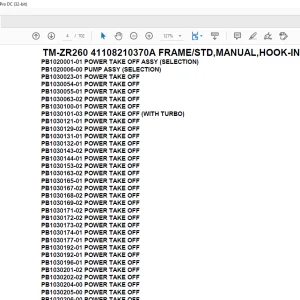 Tadano Crane TM-ZR260 41108210370A FRAME/STD,MANUAL,HOOK-IN Parts Manual - PDF DOWNLOAD