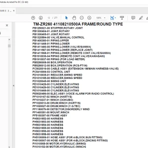 Tadano Crane TM-ZR260 41108210500A FRAME/ROUND TYPE Parts Manual - PDF DOWNLOAD