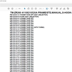 Tadano Crane TM-ZR260 41108210520A FRAME/STD,MANUAL,S-HOOK-IN Parts Manual - PDF DOWNLOAD