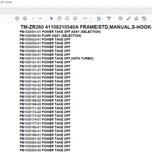 Tadano Crane TM-ZR260 41108210540A FRAME/STD,MANUAL,S-HOOK-IN Parts Manual - PDF DOWNLOAD
