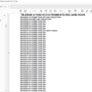 Tadano Crane TM-ZR260 41108210721A FRAME/STD,RAC,NABI HOOK Parts Manual - PDF
