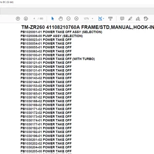 Tadano Crane TM-ZR260 41108210760A FRAME/STD,MANUAL,HOOK-IN Parts Manual - PDF DOWNLOAD