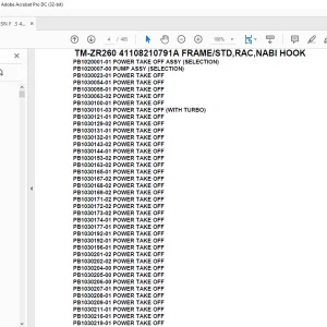 Tadano Crane TM-ZR260 41108210791A FRAME/STD,RAC,NABI HOOK Parts Manual - PDF DOWNLOAD