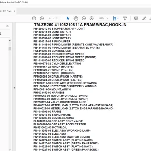 Tadano Crane TM-ZR260 41108210811A FRAME/RAC,HOOK-IN Parts Manual - PDF DOWNLOAD