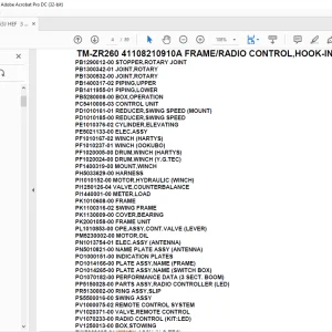 Tadano Crane TM-ZR260 41108210910A FRAMERADIO CONTROL,HOOK-IN Parts Manual  - PDF