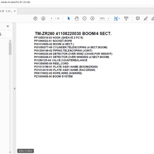 Tadano Crane TM-ZR260 41108220030 BOOM/4 SECT. Parts Manual - PDF DOWNLOAD