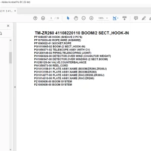 Tadano Crane TM-ZR260 41108220110 BOOM/2 SECT.,HOOK-IN Parts Manual - PDF DOWNLOAD