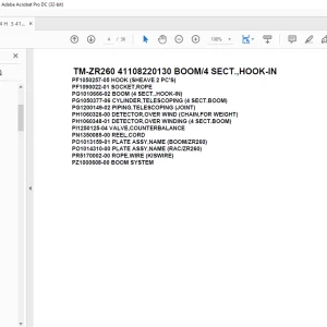 Tadano Crane TM-ZR260 41108220130 BOOM/4 SECT.,HOOK-IN Parts Manual - PDF DOWNLOAD