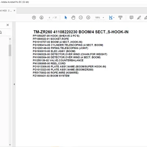 Tadano Crane TM-ZR260 41108220431 BOOM/4 SECT.,NAVI.HOOK Parts Manual - PDF DOWNLOAD