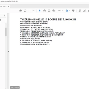 Tadano Crane TM-ZR260 41108220310 BOOM/2 SECT.,HOOK-IN Parts Manual - PDF DOWNLOAD