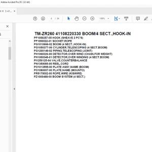 Tadano Crane TM-ZR260 41108220330 BOOM/4 SECT.,HOOK-IN Parts Manual - PDF DOWNLOAD