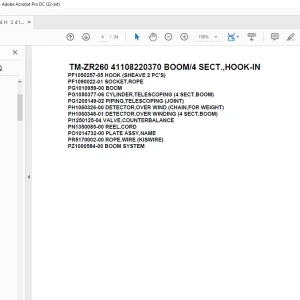 Tadano Crane TM-ZR260 41108220370 BOOM/4 SECT.,HOOK-IN Parts Manual - PDF DOWNLOAD