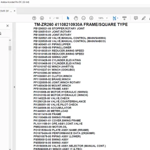 Tadano Crane TM-ZR260 TM-ZR260 41108210930A FRAME/SQUARE TYPE Parts Manual - PDF