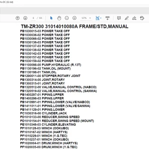 Tadano Crane TM-ZR300 31014010080A FRAME/STD,MANUAL Parts Manual - PDF DOWNLOAD