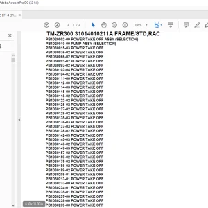 Tadano Crane TM-ZR300 31014010211A FRAME/STD,RAC Parts Manual  - PDF DOWNLOAD