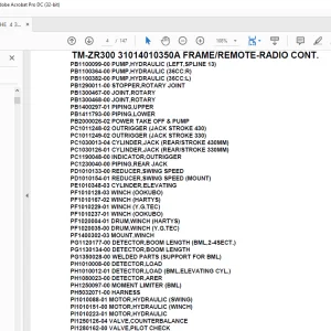 Tadano Crane TM-ZR300 31014010350A FRAME/REMOTE-RADIO CONT.Parts Manual - PDF DOWNLOAD