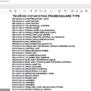 Tadano Crane TM-ZR300 31014010700A FRAME/SQUARE TYPE Parts Manual - PDF DOWNLOAD