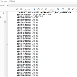 Tadano Crane TM-ZR300 31014010721A FRAME/STD,RAC,NABI HOOK Parts Manual - PDF DOWNLOAD
