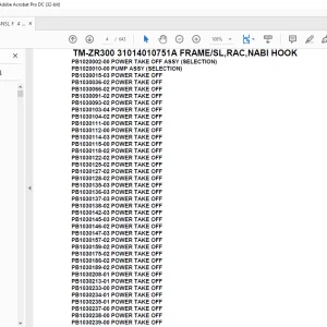 Tadano Crane TM-ZR300 31014010751A FRAME/SL,RAC,NABI HOOK Parts Manual - PDF DOWNLOAD