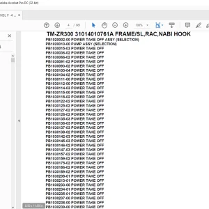 Tadano Crane TM-ZR300 31014010761A FRAME/SL,RAC,NABI HOOK Parts Manual - PDF DOWNLOAD