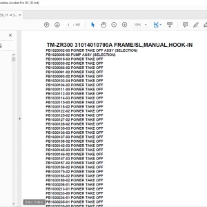 Tadano Crane TM-ZR300 31014010790A FRAME/SL,MANUAL,HOOK-IN Parts Manual -  PDF DOWNLOAD