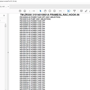 Tadano Crane TM-ZR300 31014010801A FRAME/SL,RAC,HOOK-IN Parts Manual - PDF DOWNLOAD