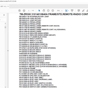 Tadano Crane TM-ZR300 31014010840A FRAME/STD,REMOTE-RADIO CONT.,HOOK-IN Parts Manual - PDF