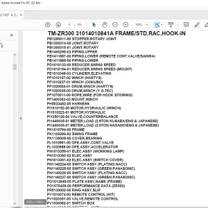 Tadano Crane TM-ZR300 31014010841A FRAME/STD,RAC,HOOK-IN Parts Manual - PDF DOWNLOAD