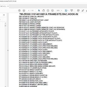 Tadano Crane TM-ZR300 31014010851A FRAME/STD,RAC,HOOK-IN Parts Manual - PDF DOWNLOAD