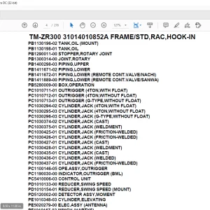 Tadano Crane TM-ZR300 31014010852A FRAME/STD,RAC,HOOK-IN Parts Manual  - PDF DOWNLOAD