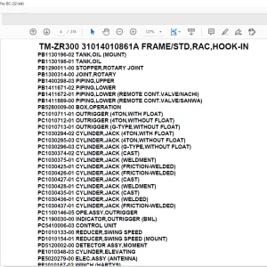 Tadano Crane TM-ZR300 31014010861A FRAME/STD,RAC,HOOK-IN Parts Manual - PDF DOWNLOAD