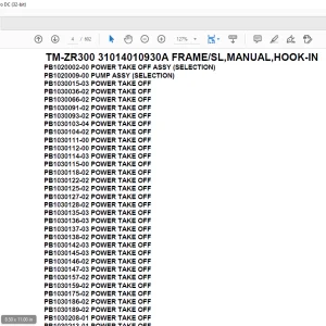 Tadano Crane TM-ZR300 31014010930A FRAME/SL,MANUAL,HOOK-IN Parts Manual - PDF DOWNLOAD