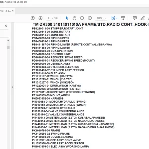 Tadano Crane TM-ZR300 31014011010A FRAME/STD,RADIO CONT.,HOOK-IN Parts Manual - PDF DOWNLOAD