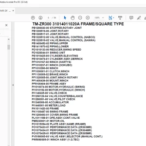 Tadano Crane TM-ZR300 31014011020A FRAME/SQUARE TYPE Parts Manual - PDF DOWNLOAD