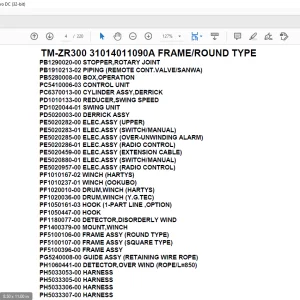 Tadano Crane TM-ZR300 31014011090A FRAME/ROUND TYPE Parts Manual  - PDF DOWNLOAD